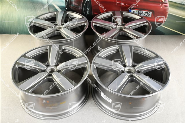 22" Komplet felg Cayenne Coupe Exclusive Design Sport, 10J x 22 ET48 +11,5J x 22 ET52, platynowy srebrny
