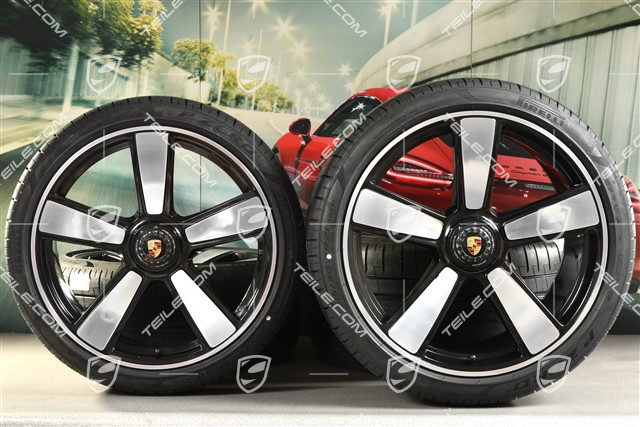 20"+21" koła letnie, komplet Sport Classic, felgi 9,5J x 20 ET44 + 12J x 21 ET70 + opony letnie Pirelli 255/35 R20 + 315/30 R21, czarny wysoki połysk