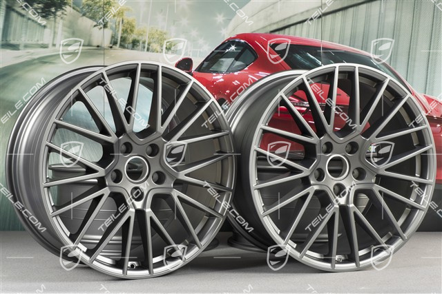 21" Felgensatz Cayenne RS Spyder, 11J x 21 ET58 + 9,5J x 21 ET46, Platinum Seidenmatt