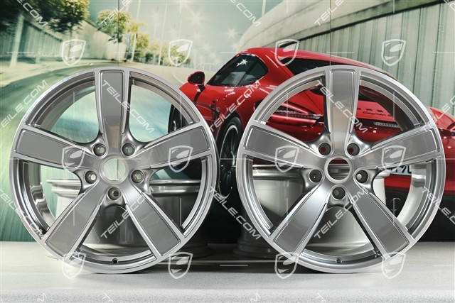 20-inch wheel rim set Carrera Sport, 8,5J x 20 ET57 + 10,5J x 20 ET47, Platinum silver metallic