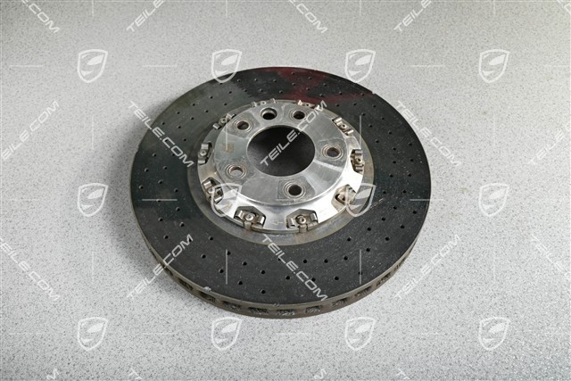 Brake disc, PCCB, 19", yellow caliper, right-hand drive, damaged
