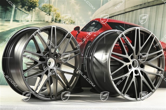 21-inch wheel rim set Cayenne RS Spyder Design, 11J x 21 ET58 + 9,5J x 21 ET46, Turbonite