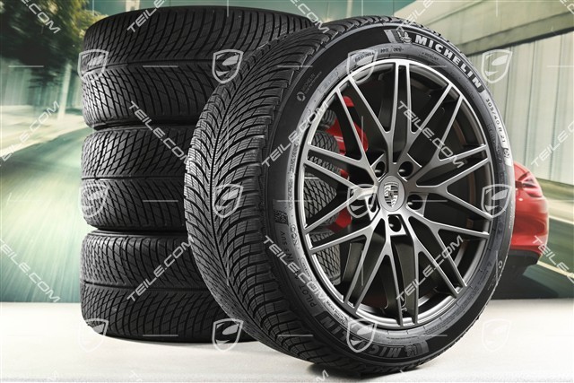 21-inch Cayenne "RS Spyder Design" winter wheel set, rims 9,5J x 21 ET46 + 11,0J x 21 ET49 + NEW Michelin Pilot Alpin 5 SUV winter tyres 285/45 R21 + 305/40 R21, with TPMS, turbonite