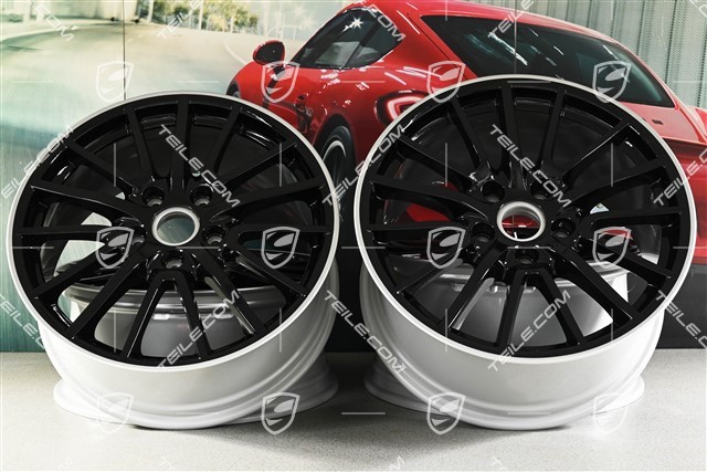 19-inch Sport Design wheel set, black, wheels 8J x 19 ET57 + 9,5J x 19 ET46, wheel star in black / silver pinstripe round the edge