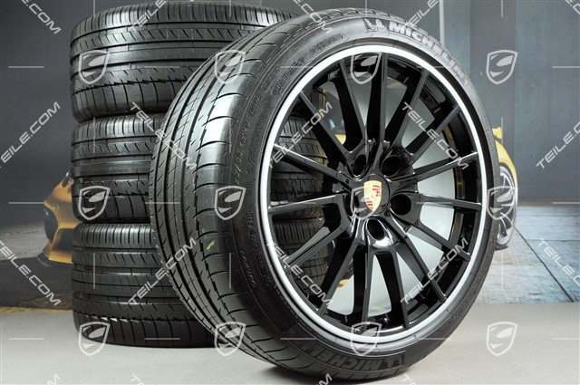 20-inch Panamera Sport summer wheel set, rims 9,5J x 20 ET65 + 11,5J x 20 ET63 + NEW Michelin summer tyres 255/40 ZR20 + 295/35 ZR20, black, with TPM-sensors