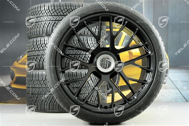 20" Turbo S central locking winter wheel set for Turbo S, wheels 8,5J x 20 ET51 + 11J x 20 ET59 + Michelin Pilot Alpin PA4 winter tyres 245/35 R20+295/30 R20, TPMS, black satin mat