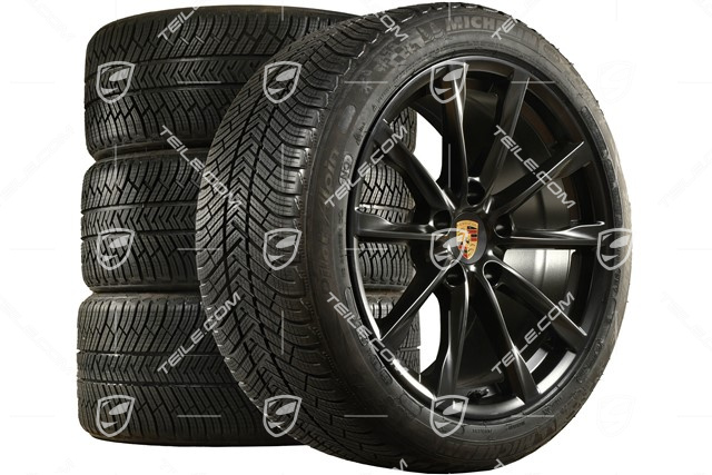 19-inch Boxster S winter wheels set, rims 8J x 19 ET57 + 10J x 19 ET45 + NEW Michelin Pilot Alpin 4 winter tires 235/40 R19 +265/40 R19, black satin matt