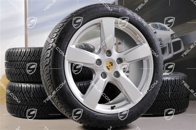 19" Koła zimowe komplet, Cayman S, 8J x 19 ET57 + 9,5J x 19 ET45 + NOWE opony zimowe Michelin Pilot Alpin 4 235/40 R19 + 265/40 R19, z czujnikami ciśnienia RDK