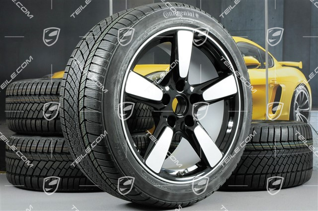 19" Koła zimowe komplet, Cayman S, felgi (jak nowe) 8J x 19 ET57 + 9,5J x 19 ET45 + NOWE opony zimowe Continental WinterContact TS 830P 235/40 R19 + 265/40 R19, bez czujników RDK, SportClassic Exclusive Design