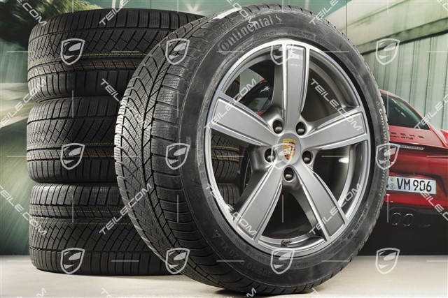 20" koła zimowe Cayenne Sport Classic Komfort, komplet, felgi 9J x 20 ET50 + 10,5J x 20 ET64 + opony zimowe Continental 275/45 R20 + 305/40 R20, z czujnikami ciśnienia