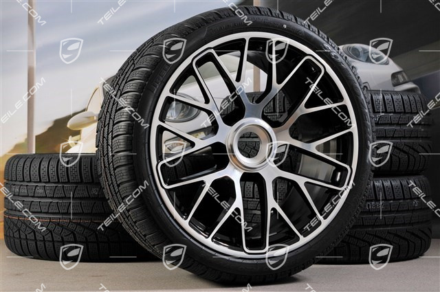 GT3 20" Winterräder Satz "Turbo S" Zentralverschluss, 9J x 20 ET51 + 11J x 20 ET59 + Michelin Winterreifen 245/35 R20+295/30 R20, RDK-Sensoren