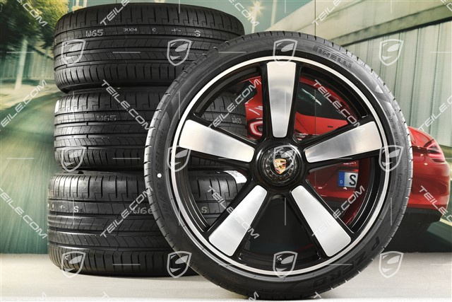 20-inch + 21-inch Sport Classic summer wheel set, rims 9,5J x 20 ET44 + 12J x 21 ET70 + NEW Pirelli summer tyres 255/35 R20 + 315/30 R21, black high gloss