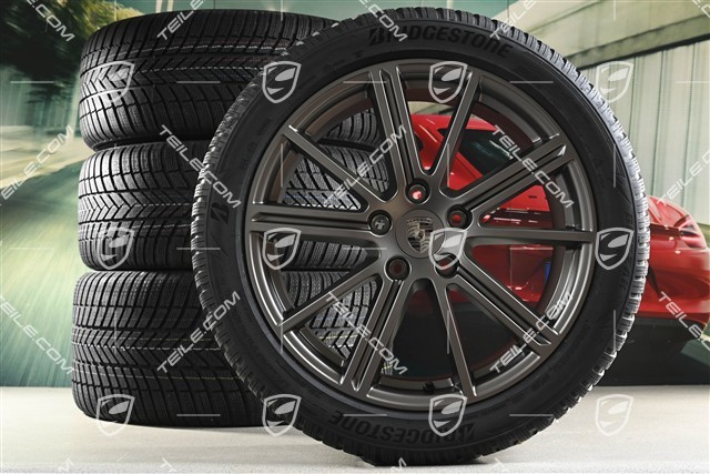 20-inch Panamera Turbo Winter wheel set, wheel rims 9,5J x 20 ET71 + 10,5J x 20 ET71 + Bridgestone winter tyres 275/40 R20 + 315/35 R20, Turbonite