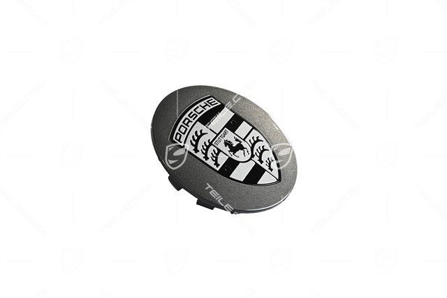 Hub cap set, convex, Titanium Dark, crest black-white, Titanium Dark