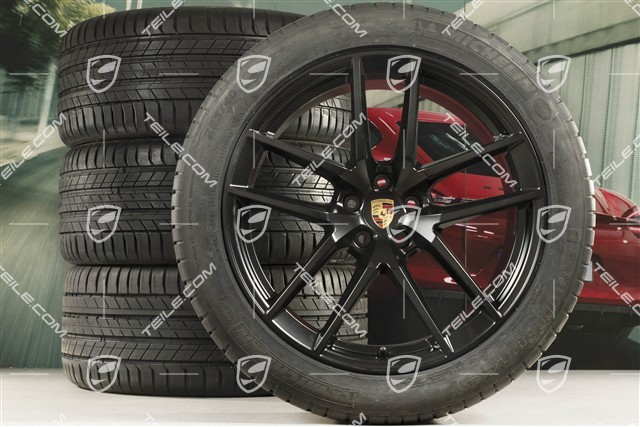 20" "Macan S" Sommerräder Satz, Felgen 9J x 20 ET26 + 10J x 20 ET19 + Michelin Sommerreifen 265/45 R20 + 295/40 R20, Schwarz seidenmatt, mit RDK-Sensoren
