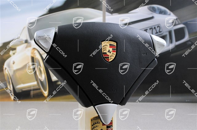 Airbag unit, leather, Tiptronic, black