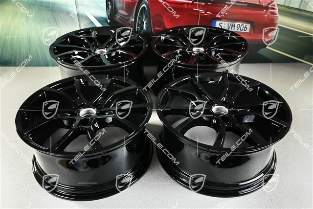 21-inch wheel rim set Cayenne Exclusive Design, 11J x 21 ET49 + 9,5J x 21 ET46, for Cayenne Coupé, black high gloss
