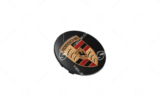 Hub cap set, crest coloured, concave, black satin matt