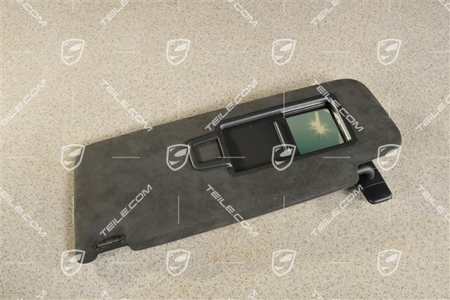 Sonnenblende, mit Spiegel beleuchtet, Alcantara, Schwarz, L