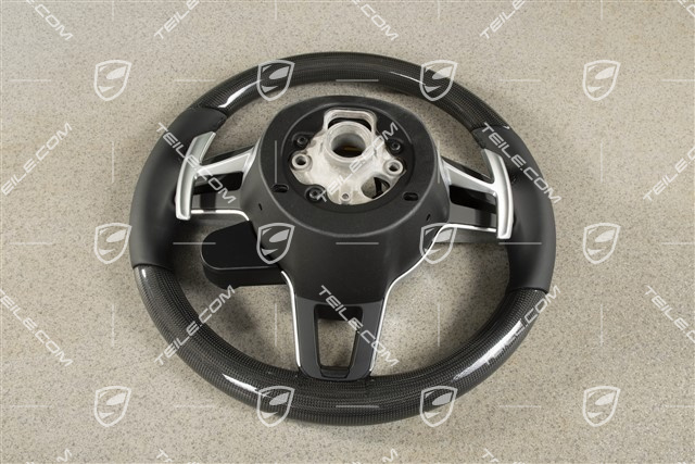 PDK, Multifunktionslenkrad, 3-Speichen, Leder / Carbon, Schwarz / Sport Chrono Paket Plus