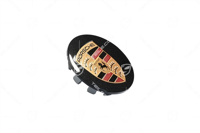 Hub cap set, crest coloured, concave, chromite black-metallic