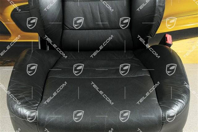 Seat, el. adjustable, heating, leather, Black, Draped, Porsche crest, damage, R