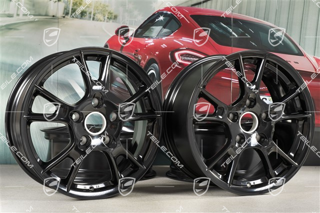 17" Felgensatz Boxster II, 6,5J x 17 ET55 + 8J x 17 ET40, schwarz hochglanz