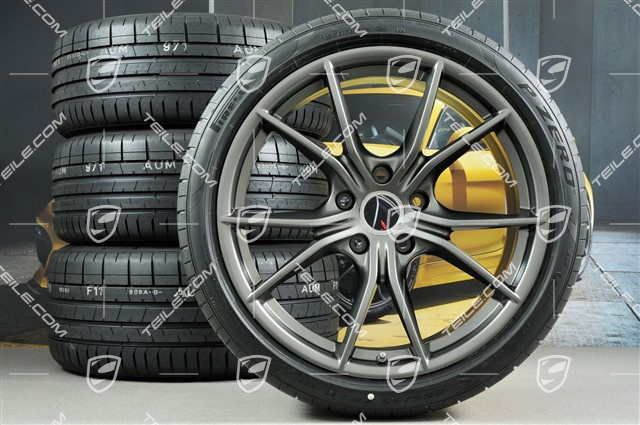 20" Carrera S koła letnie kompl., felgi 8J x 20 ET57 + 10J x 20 ET45, opony 235/35 ZR20 +265/35 ZR20, platynowe (satyna), z czujnikami ciśnienia