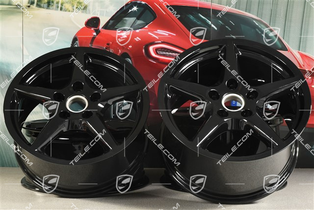 18-inch Carrera III wheel set, 8J x 18 ET57 + 10J x 18 ET58, C2 / C2S, black high gloss
