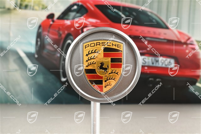 Wheel hub cap, crest coloured, Platinum satin matt/ Platinum satin matt outer ring