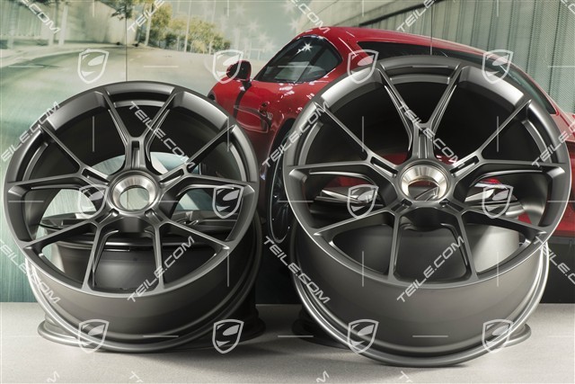 20+21 -inch GT3 wheel rim set, 9,5J x 20 ET46 + 12J x 21 ET45, dark silver