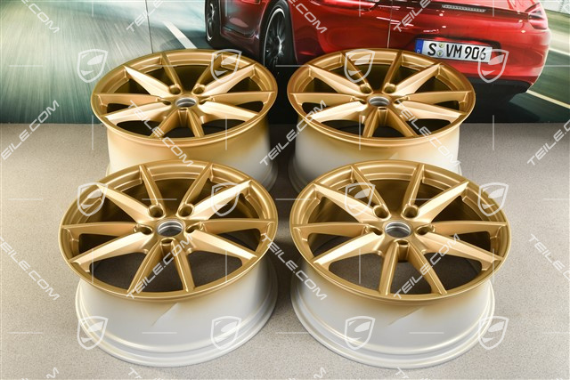 20+21-inch wheel rim set Carrera S, rims: front 8,5J x 20 ET53 + rear 11,5J x 21 ET67, aurum satin matt