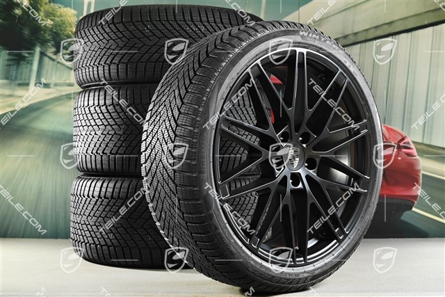 22" koła zimowe RS Spyder Design, felgi 9J x 22 ET29 + 11J x 22 ET47 + opony zimowe Pirelli 255/40 R22 + 295/35 R22, czarny satynowy półmat