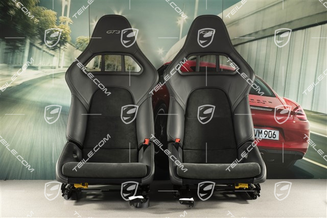 Sportschalensitze Satz, klappbar, Leder/Alcantara Schwarz, Naht in Silber, mit GT3 Schriftzug, Set, L+R