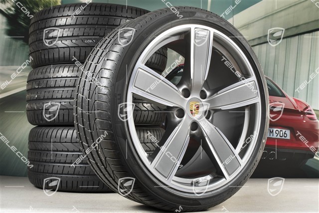 22-inch Cayenne Coupé Summer wheel set Sport Classic, wheel rims 10J x 22 ET48 + 11,5J x 22 ET52 + NEW Pirelli summer tyres 285/35 R22 + 315/30 R22, with TPMS