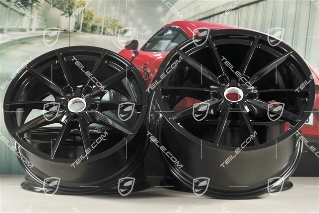 20+21-inch wheel rim set Carrera S, rims: front 8,5J x 20 ET53 + rear 11,5J x 21 ET67, black high gloss