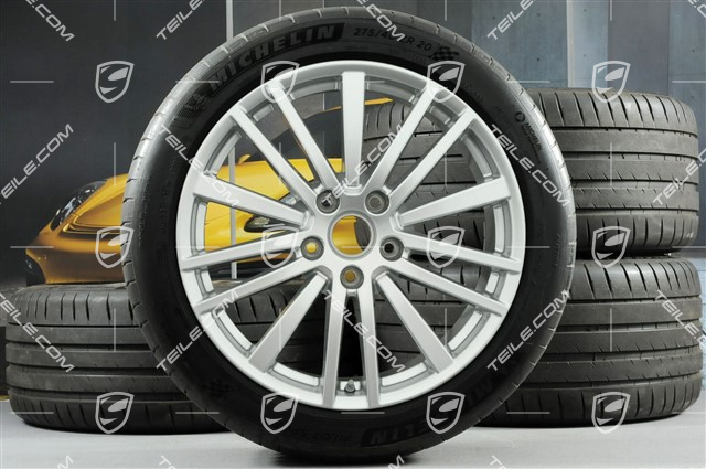 20-inch Panamera Design summer wheel set, rims 9,5J x 20 ET71 + 11,5J x 20 ET68 + Michelin summer tires 275/40 ZR20 + 315/35 ZR20, with TPM