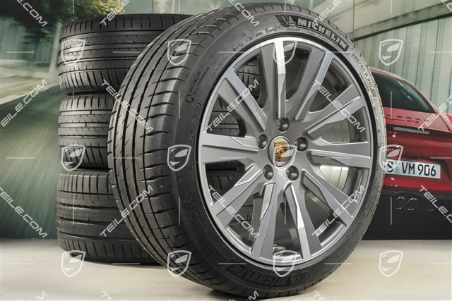 20-inch Tequipment Design summer wheel set, rims 9J x 20 ET54 + 11J x 20 ET60, Michelin summer tyres 245/45 R20 + 285/40 R20, platin silver