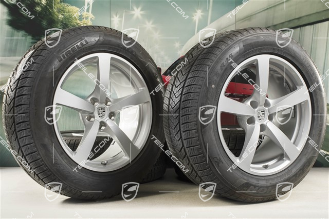 18" "Macan" koła zimowe komplet, felgi 8J x 18 ET21 + 9J x 18 ET21 + opony zimowe Pirelli 235/60 ZR 18 + 255/55 ZR 18, z czujnikami ciśninia