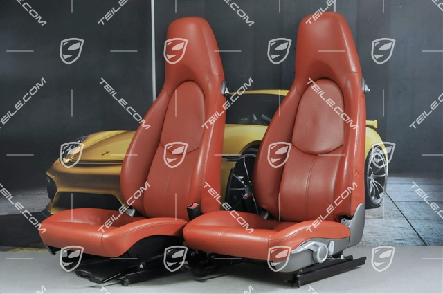 Seats, manual adjustable, leather, Terracotta, set (L+R)