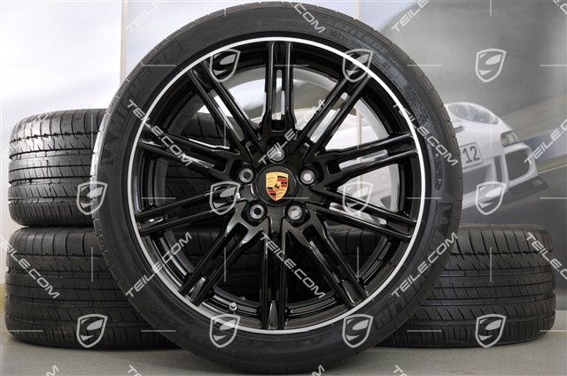 21-inch SportEdition summer wheel set, black, high gloss, 4 wheels 10J x 21 ET 50+4 tyres 295/35 R 21 107YXL, without TPMS