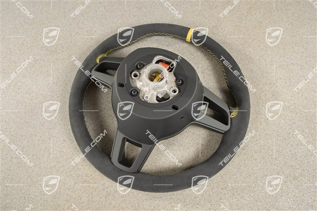 Kierownica sportowa GT, Alcantara, czarna/speed yellow, Pasek Speed yellow na godz. 12