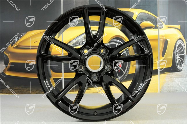 18-inch Carrera IV wheel set, 8J x 18 ET57 + 10,5J x 18 ET60, C2 / C2S, black high gloss