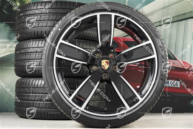 22" Sommerräder Satz Sport Classic, Felgen 10J x 22 ET48 + 11,5J x 22 ET61 + Pirelli Sommerreifen 285/35 ZR22 + 315/30 ZR22, tiefschwarz-metallic, mit RDK-Sensoren