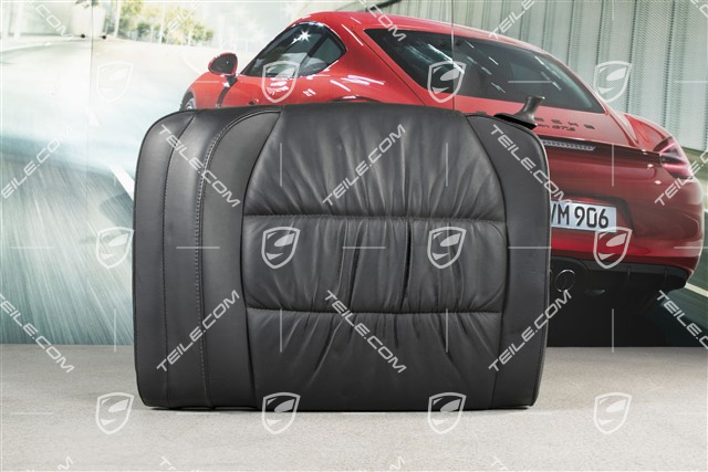 Back seat backrest, Draped leather, black, Cabrio, L