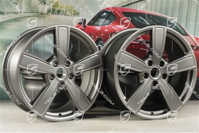 20" Felgensatz Cayenne Sport Classic Komfort, 9J x 20 ET50 + 10,5J x 20 ET64, Platinum Seidenmatt