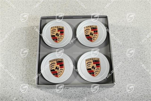 Radzierdeckel Satz, Wappen farbig, Silber