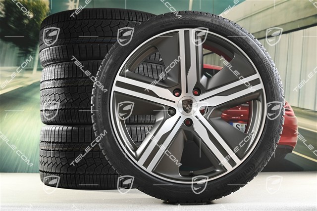 22" Macan Exclusive Design Winterräder Satz, Felgen 9J x 22 ET29 + 11J x 22 ET47 + NEUE Continental Winterreifen 255/40 R22 + 295/35 R22, in Turbonit