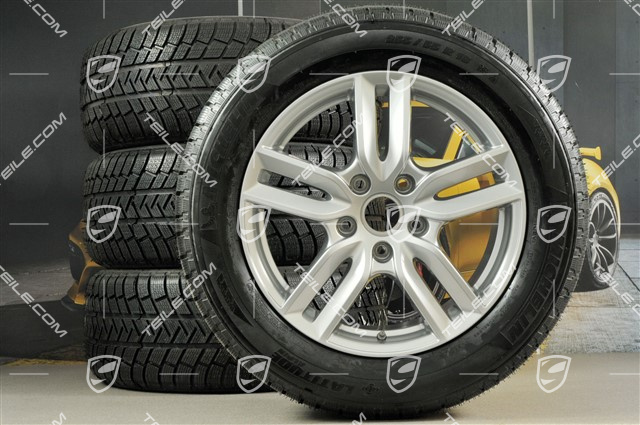 18" Winterräder Satz "Cayenne S" Facelift 2014->, Felgen 8J x 18 ET53 + NEUE Michelin Winterreifen 255/55 R18, mit RDK-Sensoren