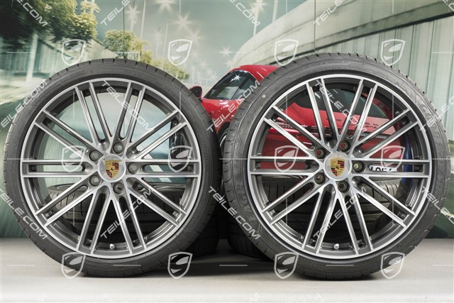 20" Turbo IV Sommerräder Satz, Felgen 8,5J x 20 ET57 + 10,5J x 20 ET47 + Sommerreifen GoodYear235/35 ZR20 + 265/35 ZR20, mit RDK-Sensoren